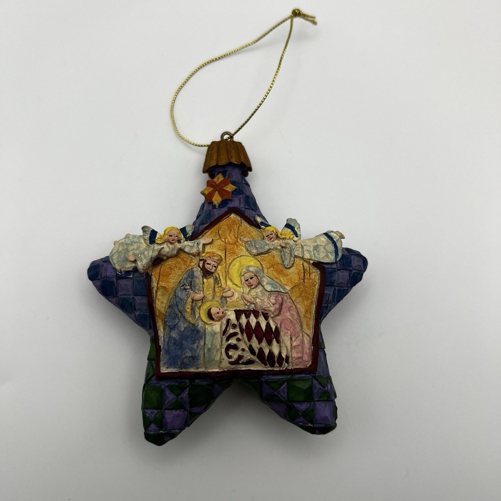 Jim Shore Heartwood Creek Nativity Star Christmas Ornament Holy Family Angels